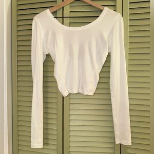 Lululemon White Open Back Ribbed Long Sleeve - Size 4